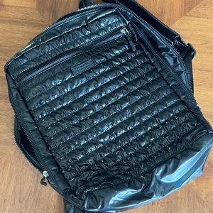 Tahari quilted black patent backpack. New w/o tags